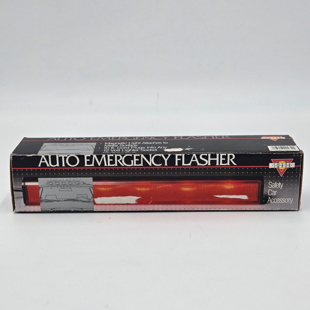 Vintage Swank Auto Emergency Flasher Red Magnetic 12V Light 10ft Cord Tested NOS